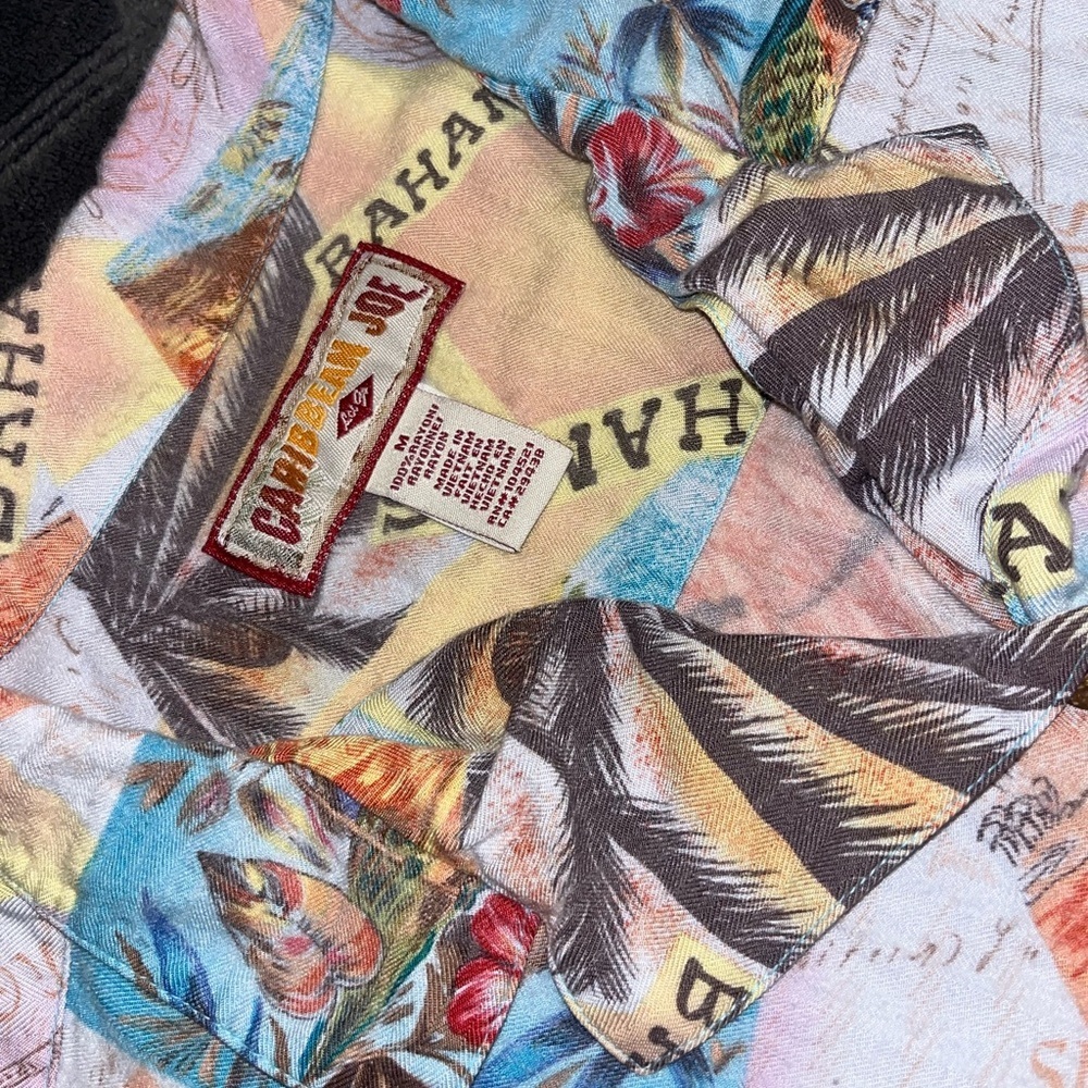 Caribbean Joe Multicolor Tropical Print Men's Shirt - Picture 5 of 5